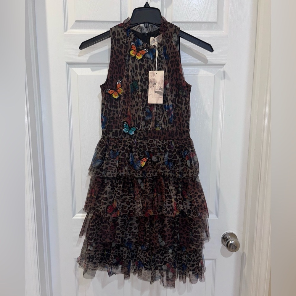 Hannah Banana animal print tiered ruffle dress wi SZ 16​ PERFECT FOR EASTER​
